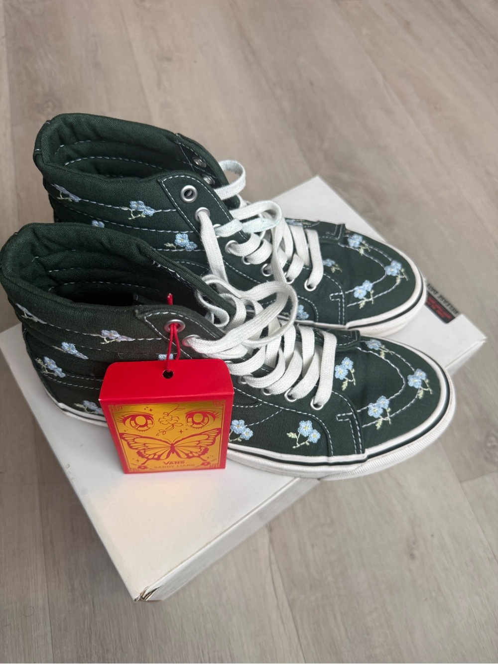 Vans X Sandy Liang Hi-Top Sneakers in Dark Green and White